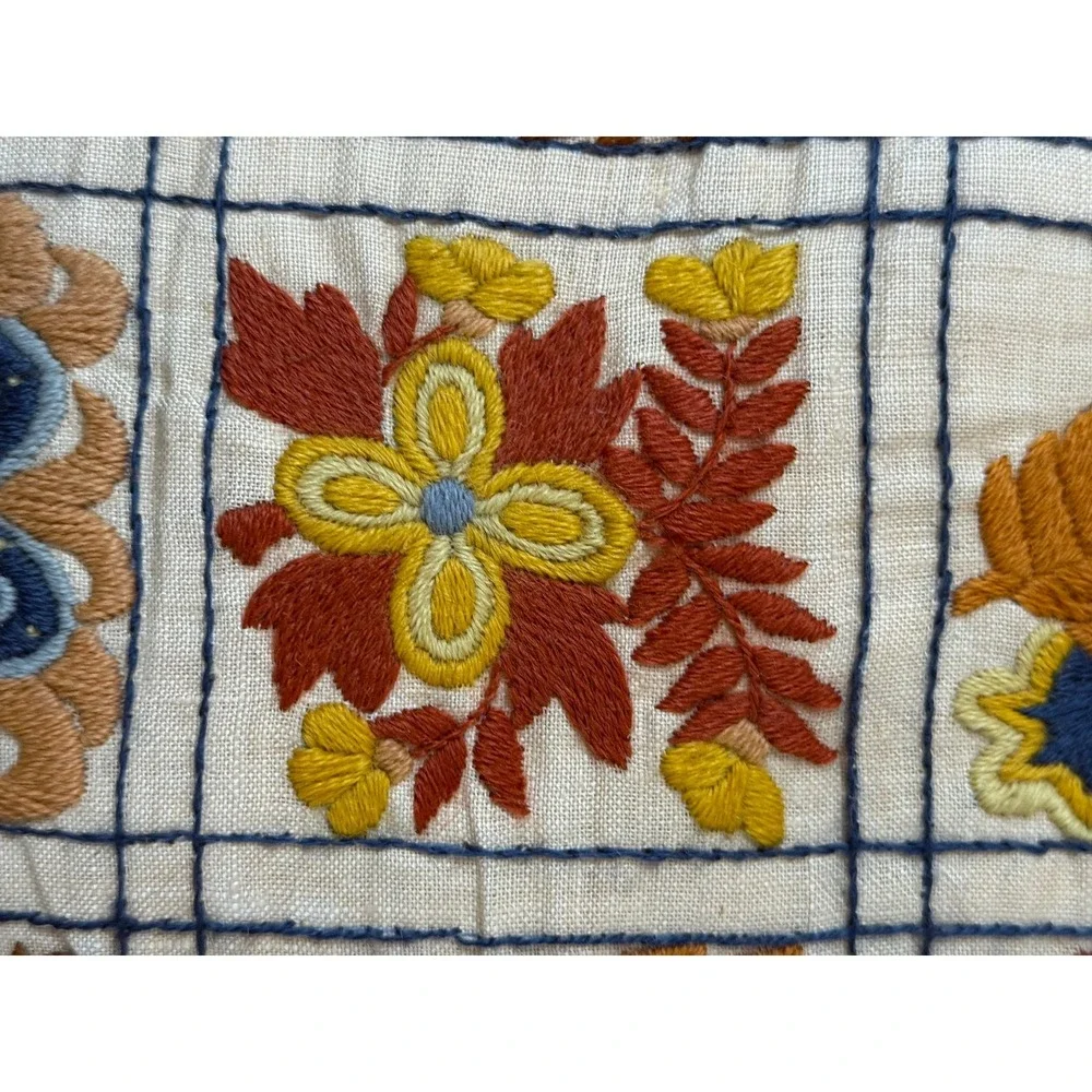 Set of 4 Vintage Crewel Embroidered Throw Pillows Birds Florals Cottagecore